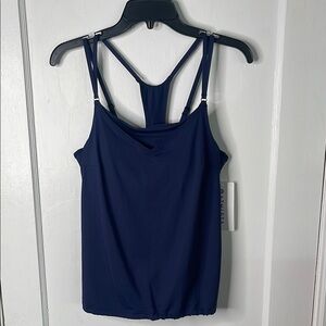Nwt Athleta 34 B C Blousy Tankini Top Seascape Navy Blue Swim New Adjustable
